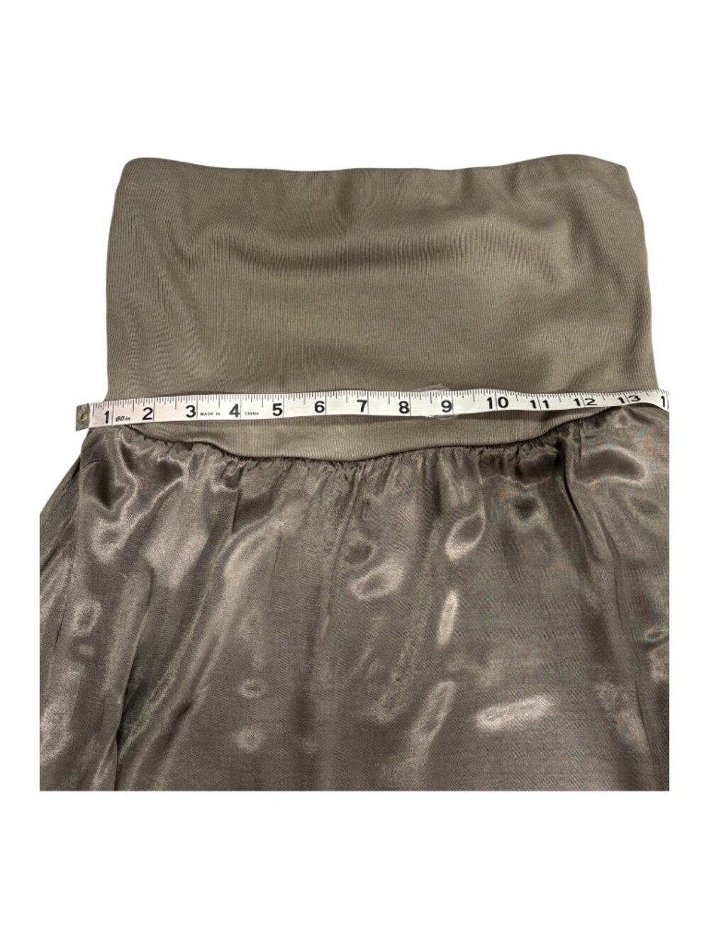 Michael Stars Strapless Tube Dress Small Olive Green Metallic Midi USA Stretch - Picture 10 of 10